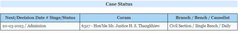 Meghalaya High Court Case Status